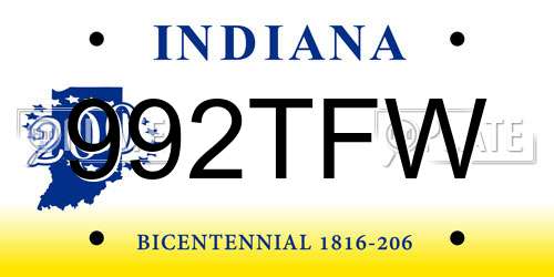992TFW Indiana License Plate