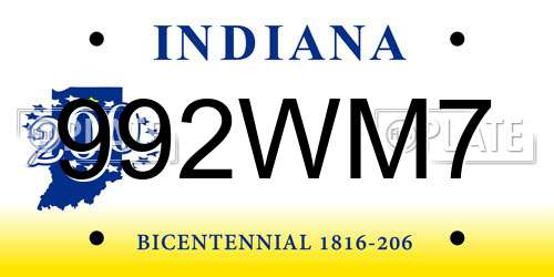 992WM7 Indiana License Plate