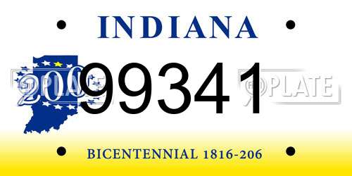 99341 Indiana License Plate