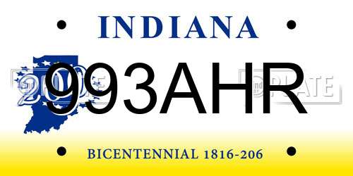 993AHR Indiana License Plate