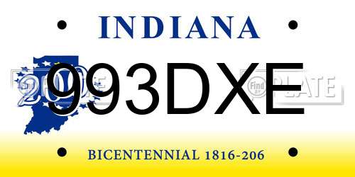 993DXE Indiana License Plate