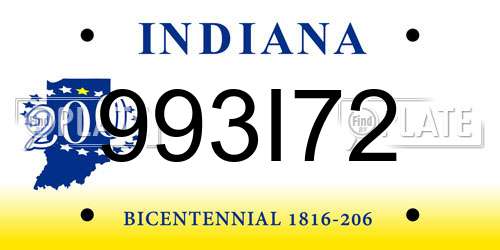 993I72 Indiana License Plate