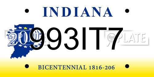 993IT7 Indiana License Plate