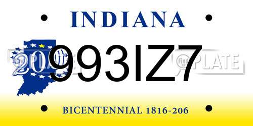 993IZ7 Indiana License Plate