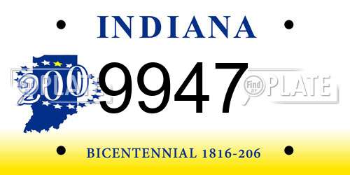 9947 Indiana License Plate