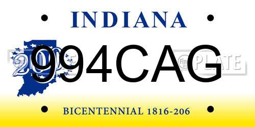 994CAG Indiana License Plate