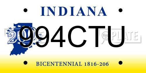 994CTU Indiana License Plate