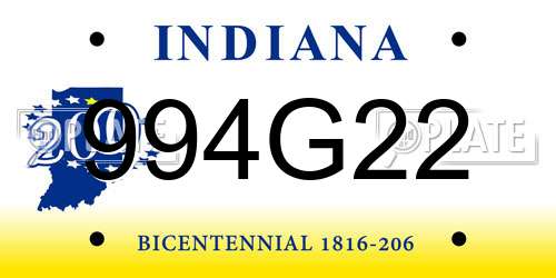 994G22 Indiana License Plate