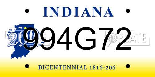 994G72 Indiana License Plate