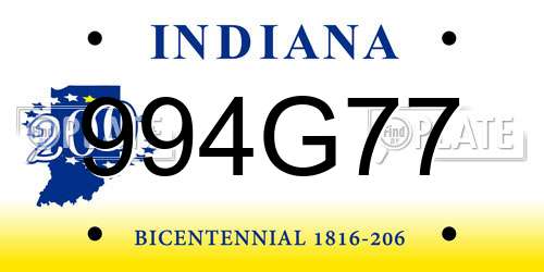 994G77 Indiana License Plate