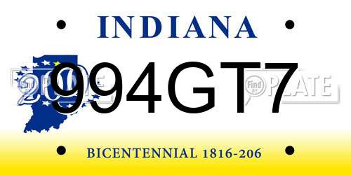 994GT7 Indiana License Plate