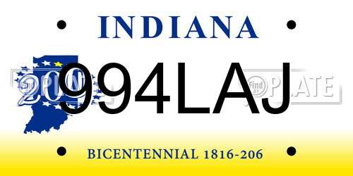 994LAJ Indiana License Plate