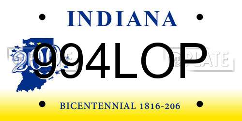 994LOP Indiana License Plate