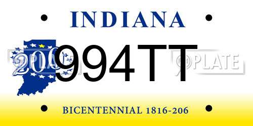 994TT Indiana License Plate