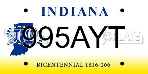 995AYT Indiana License Plate