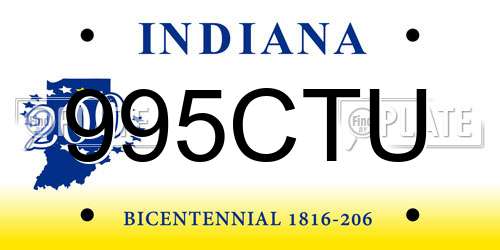 995CTU Indiana License Plate