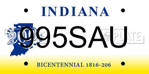 995SAU Indiana License Plate