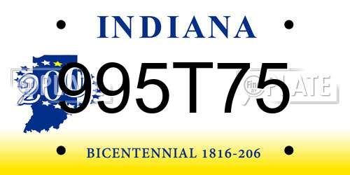 995T75 Indiana License Plate