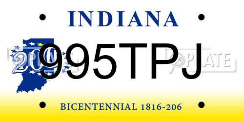 995TPJ Indiana License Plate