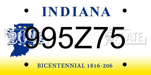 995Z75 Indiana License Plate