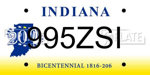 995ZSI Indiana License Plate