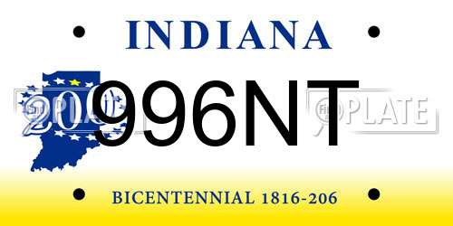 996NT Indiana License Plate