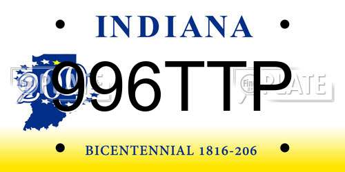 996TTP Indiana License Plate