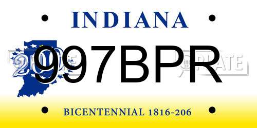 997BPR Indiana License Plate