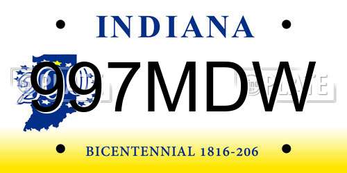 997MDW Indiana License Plate