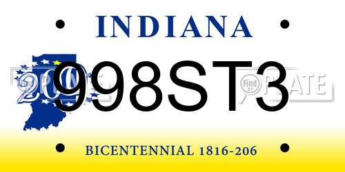 998ST3 Indiana License Plate