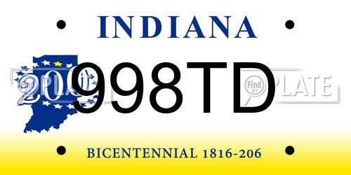 998TD Indiana License Plate