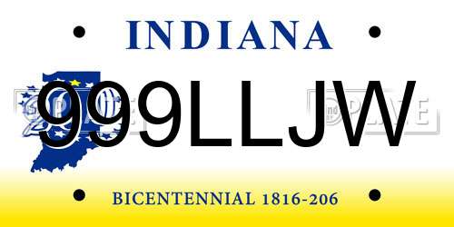 999LLJW Indiana License Plate