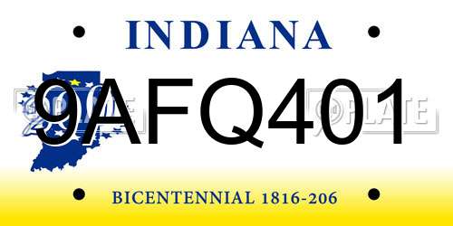 9AFQ401 Indiana License Plate