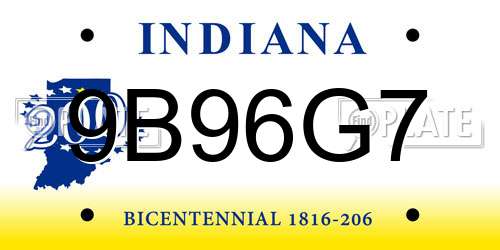 9B96G7 Indiana License Plate