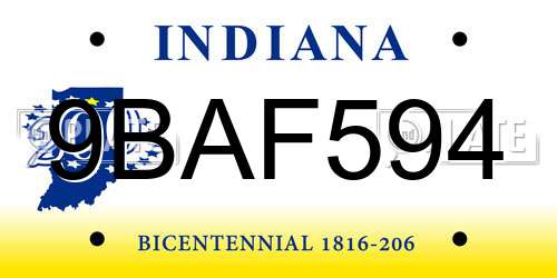 9BAF594 Indiana License Plate