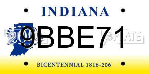 9BBE71 Indiana License Plate