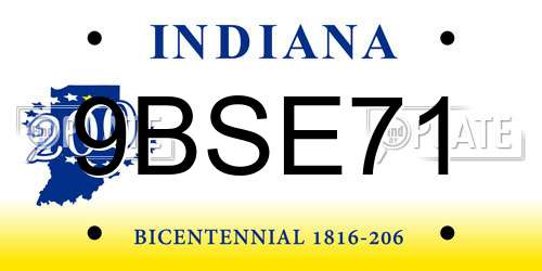 9BSE71 Indiana License Plate