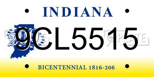 9CL5515 Indiana License Plate