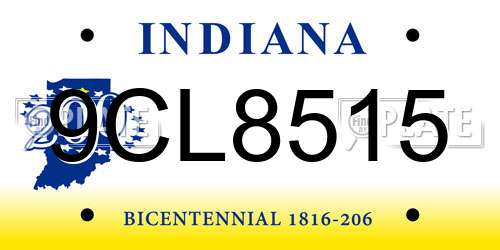 9CL8515 Indiana License Plate