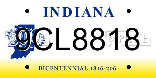 9CL8818 Indiana License Plate