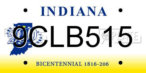 9CLB515 Indiana License Plate