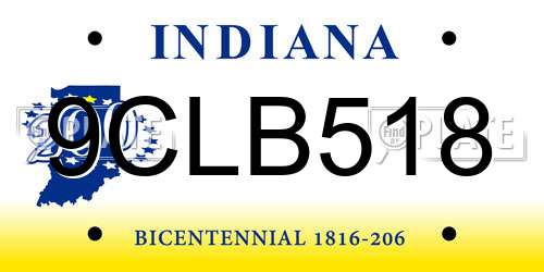 9CLB518 Indiana License Plate