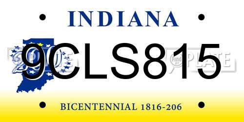 9CLS815 Indiana License Plate
