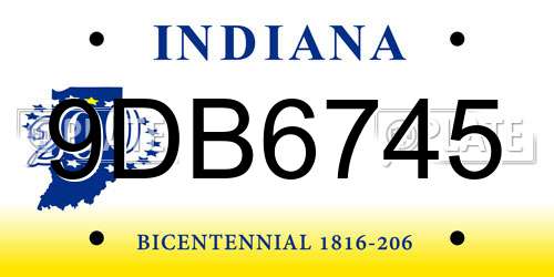 9DB6745 Indiana License Plate