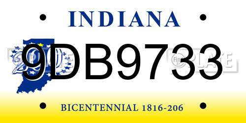 9DB9733 Indiana License Plate