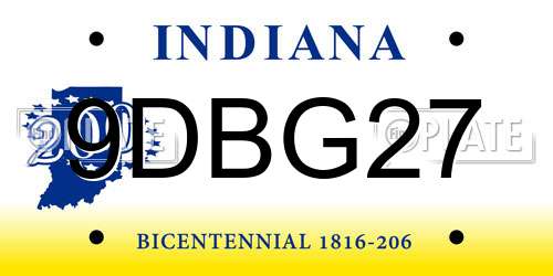 9DBG27 Indiana License Plate