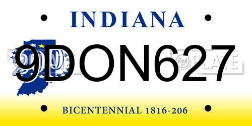 9DON627 Indiana License Plate