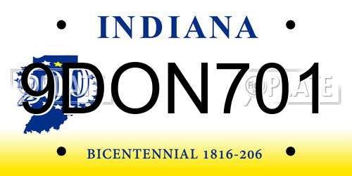 9DON701 Indiana License Plate