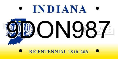 9DON987 Indiana License Plate