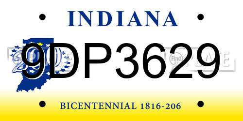 9DP3629 Indiana License Plate